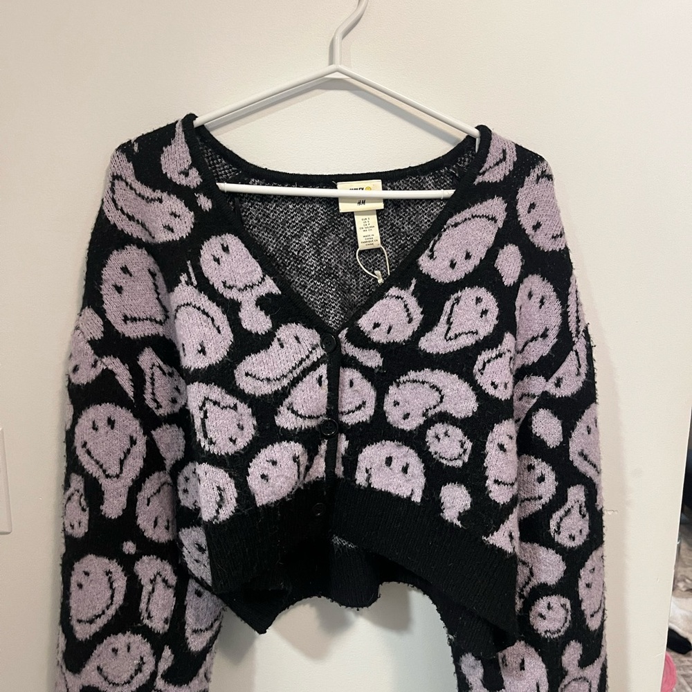 Smiley Face Black and Purple sweater